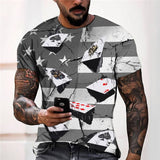 3D Graphic Prints Poker Design Men's T-Shirt Short Sleeve Tops