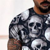 3D Graphic Prints Skeleton Design Men's T-Shirt Short Sleeve Tops