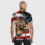 3D Graphic Prints Flag Tiger Design Men's T-Shirt Short Sleeve Tops